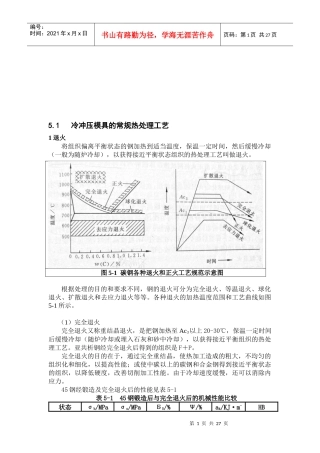 冷冲压模具的热处理工艺
