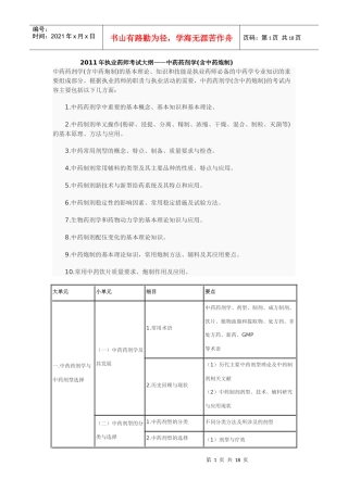 XX年执业药师考试大纲-中药药剂学