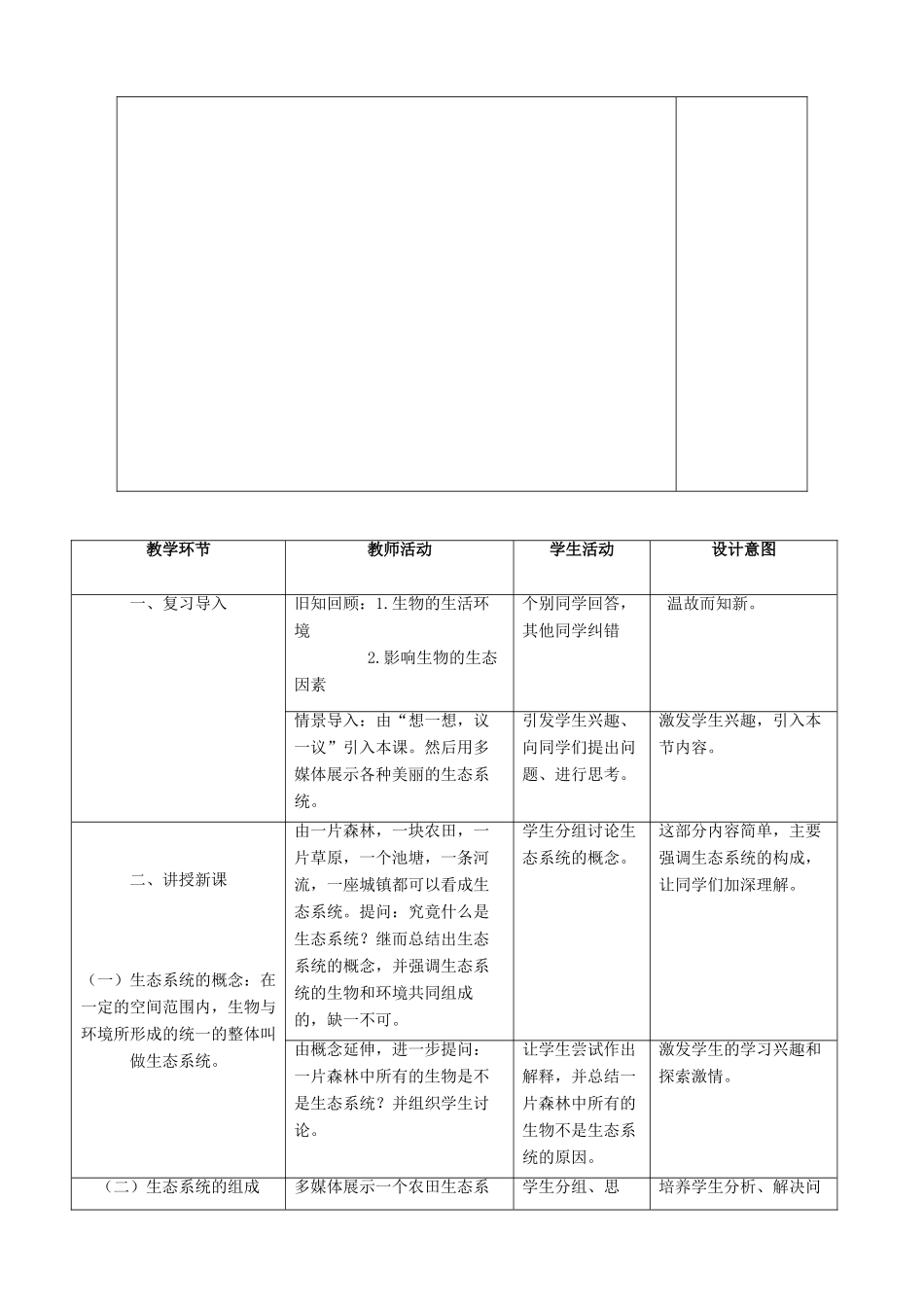 福建省厦门市集美区灌口中学七年级生物上册 生物与环境组成生态系统教案 （新版）新人教版_第2页