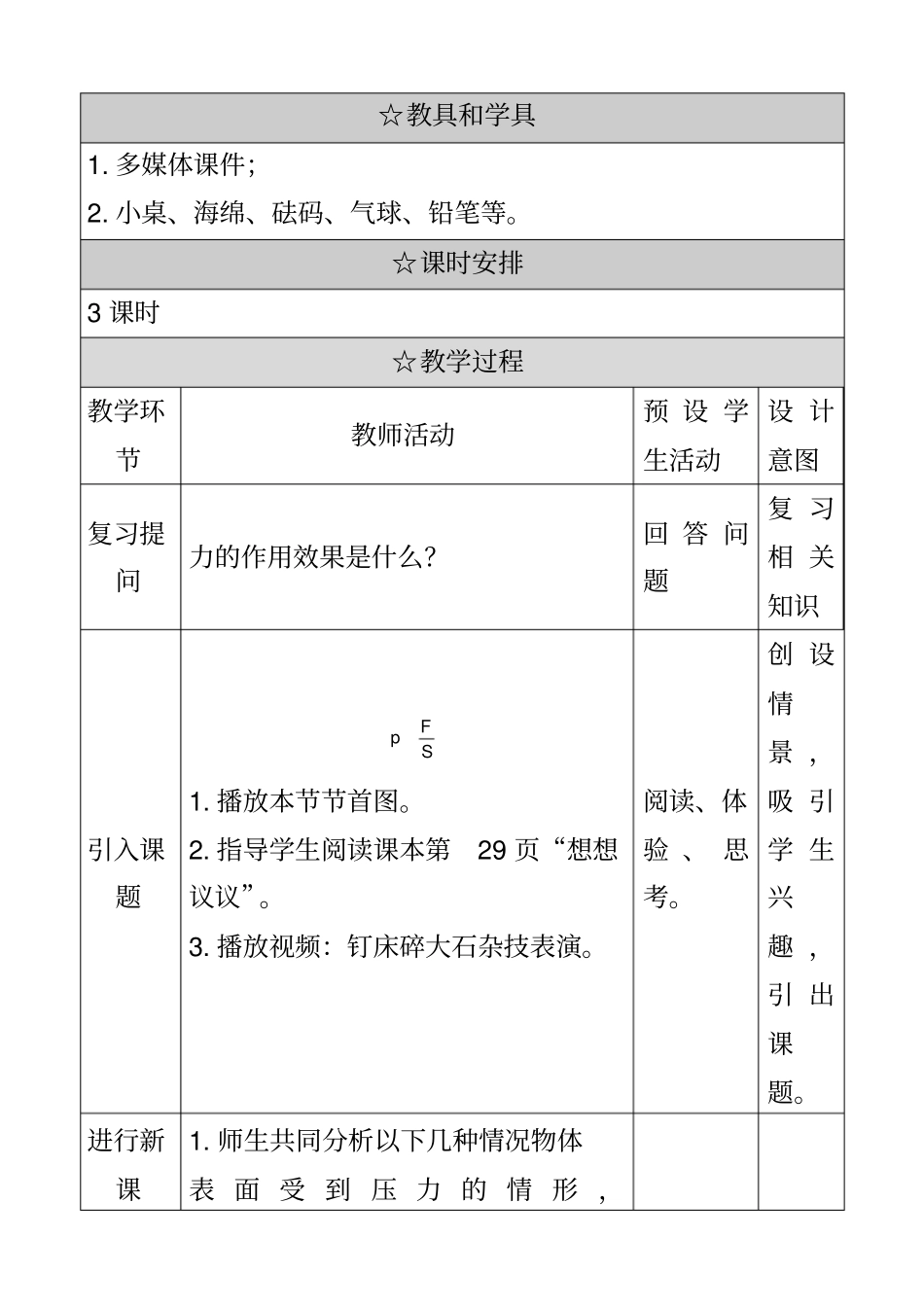 八年级物理下册压强教学设计_第2页