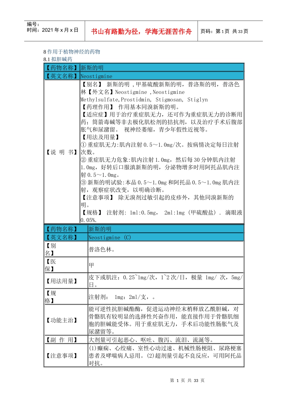 8作用于植物神经的药物_第1页