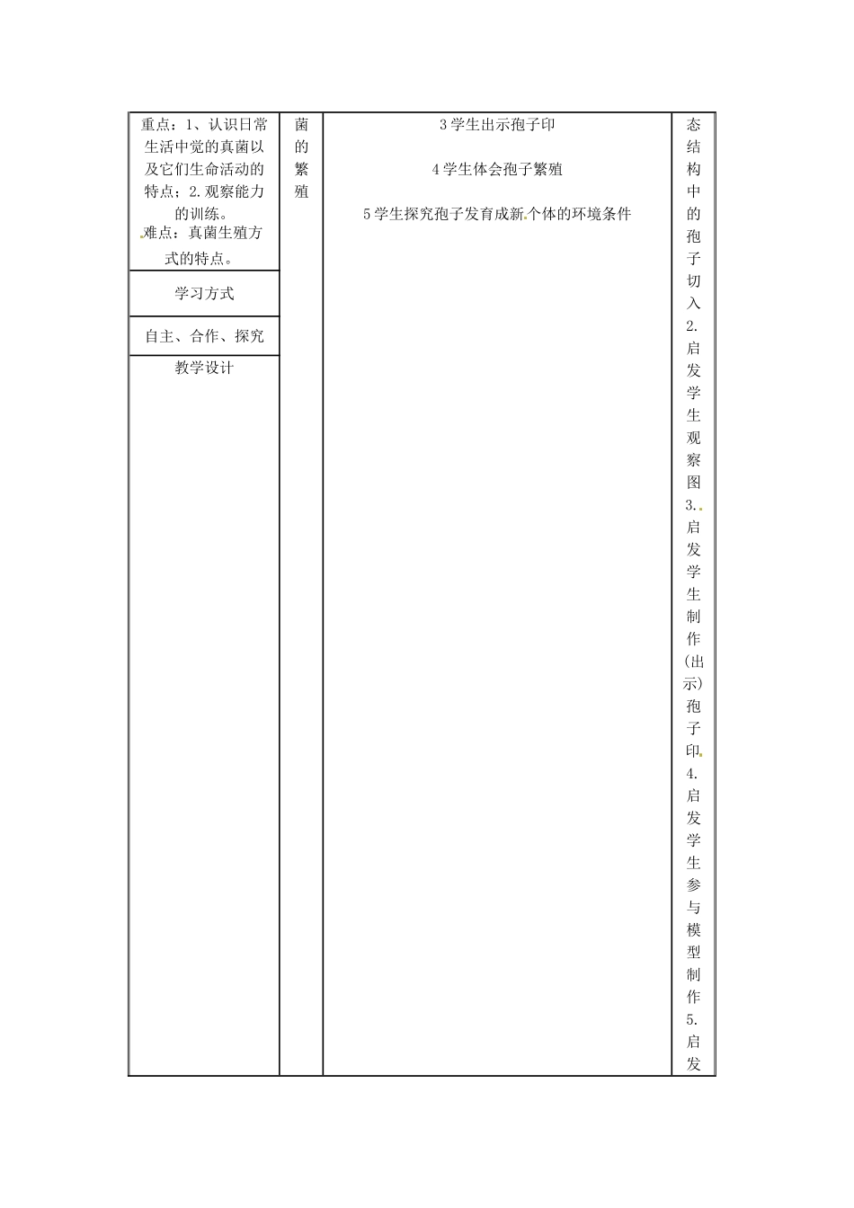 八年级生物上册 第5单元第4章第3节真菌教案 人教新课标版_第3页