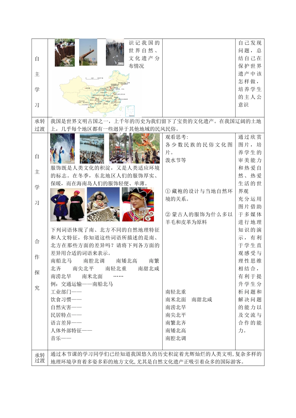 八年级地理上册 第4章 第4节 繁荣地方特色文化教案 （新版）商务星球版-（新版）商务星球版初中八年级上册地理教案_第3页