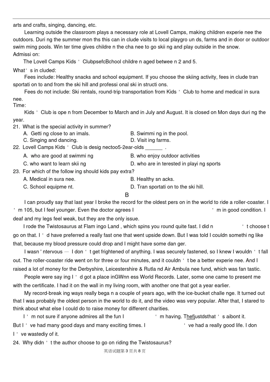 完整word版,2019届安徽省六校联考高三英语试题_第3页