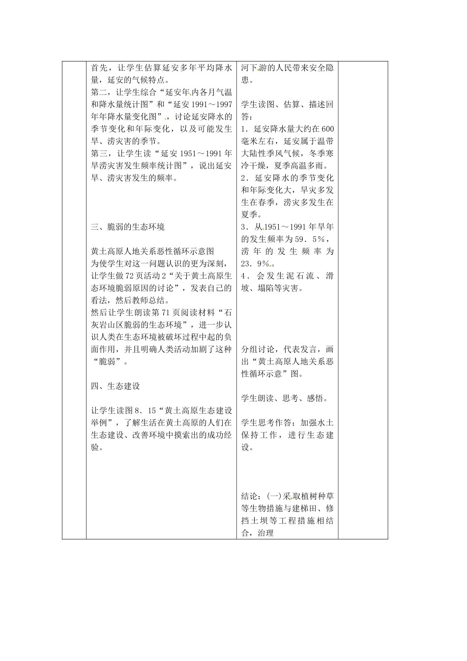 江苏省丹阳市第三中学八年级地理下册 8-1-2 沟壑纵横的特殊地形区-黄土高原教师教案 新人教版_第2页
