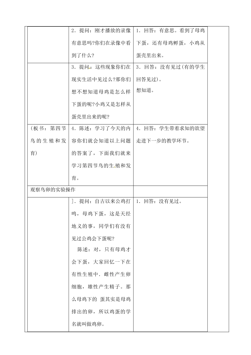 江苏省苏州市第26中学八年级生物《观察鸟卵的结构》实验教案 _第2页