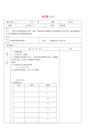 吉林省伊通县实验中学七年级数学下册《10.2 直方图（三）》教案 新人教版