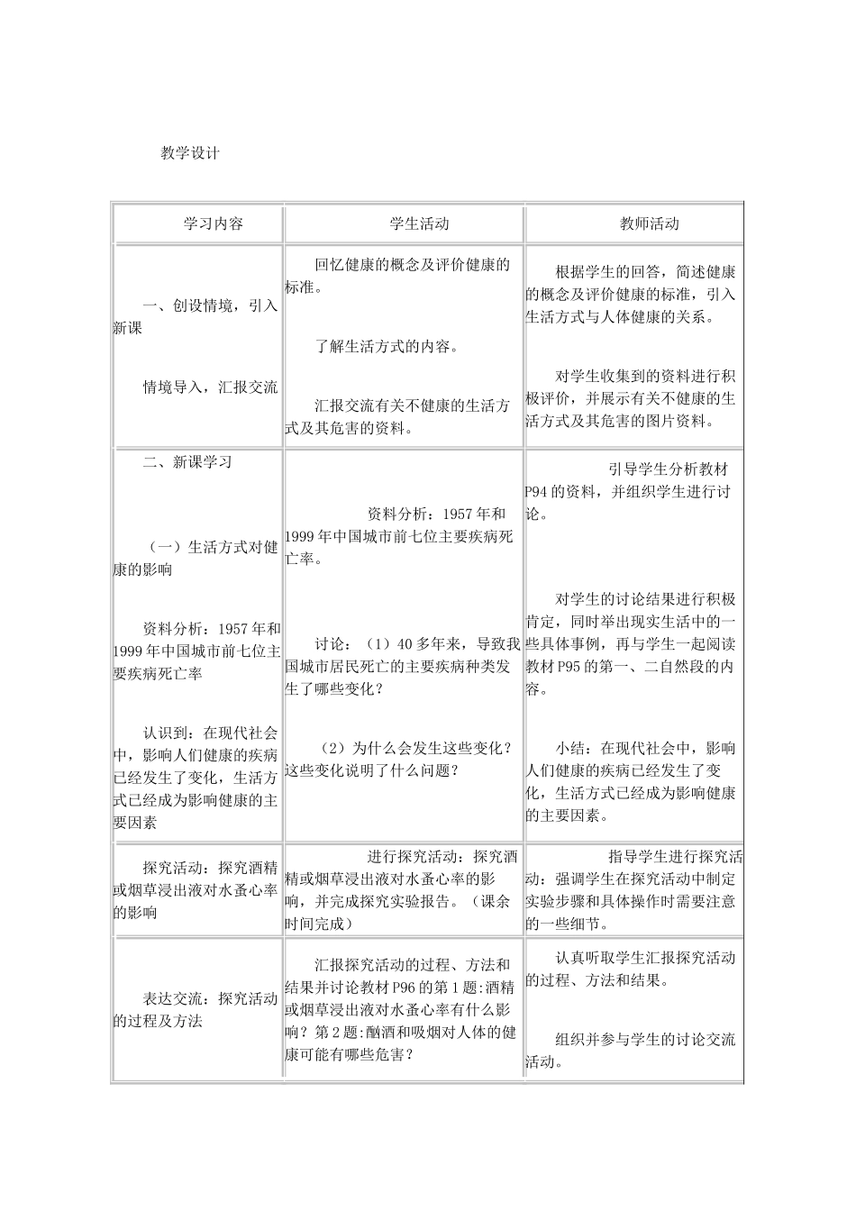 （江西专版）中考生物总复习 第十单元 健康地生活 第三节 生活方式与健康选择健康的生活方式教学设计-人教版初中九年级全册生物教案_第2页