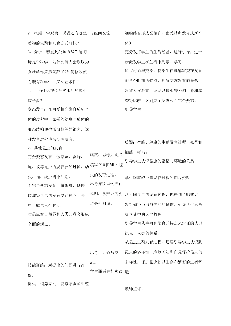 八年级生物下册 第七单元 生物圈中生命的延续和发展 第一章 生物的生殖和发育 第二节 昆虫的生殖和发育教案3（新版）新人教版-（新版）新人教版初中八年级下册生物教案_第3页