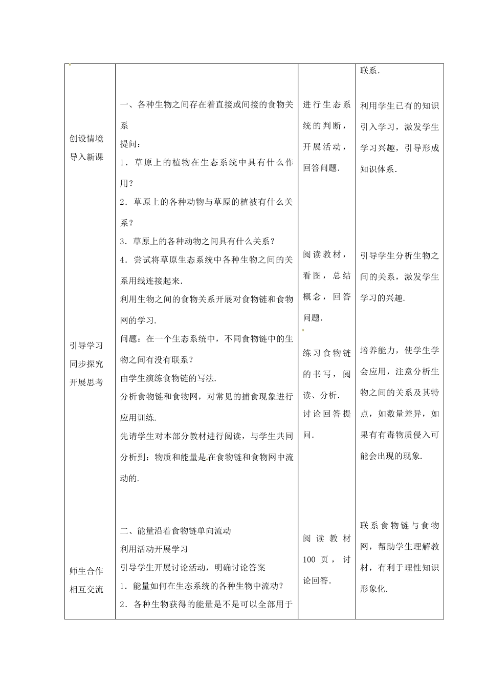 八年级生物下册 7.2.2食物链和食物网教学设计 （新版）冀教版-（新版）冀教版初中八年级下册生物教案_第2页
