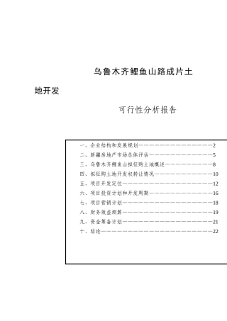 乌鲁木齐土地开发可行性分析报告(doc 25页)