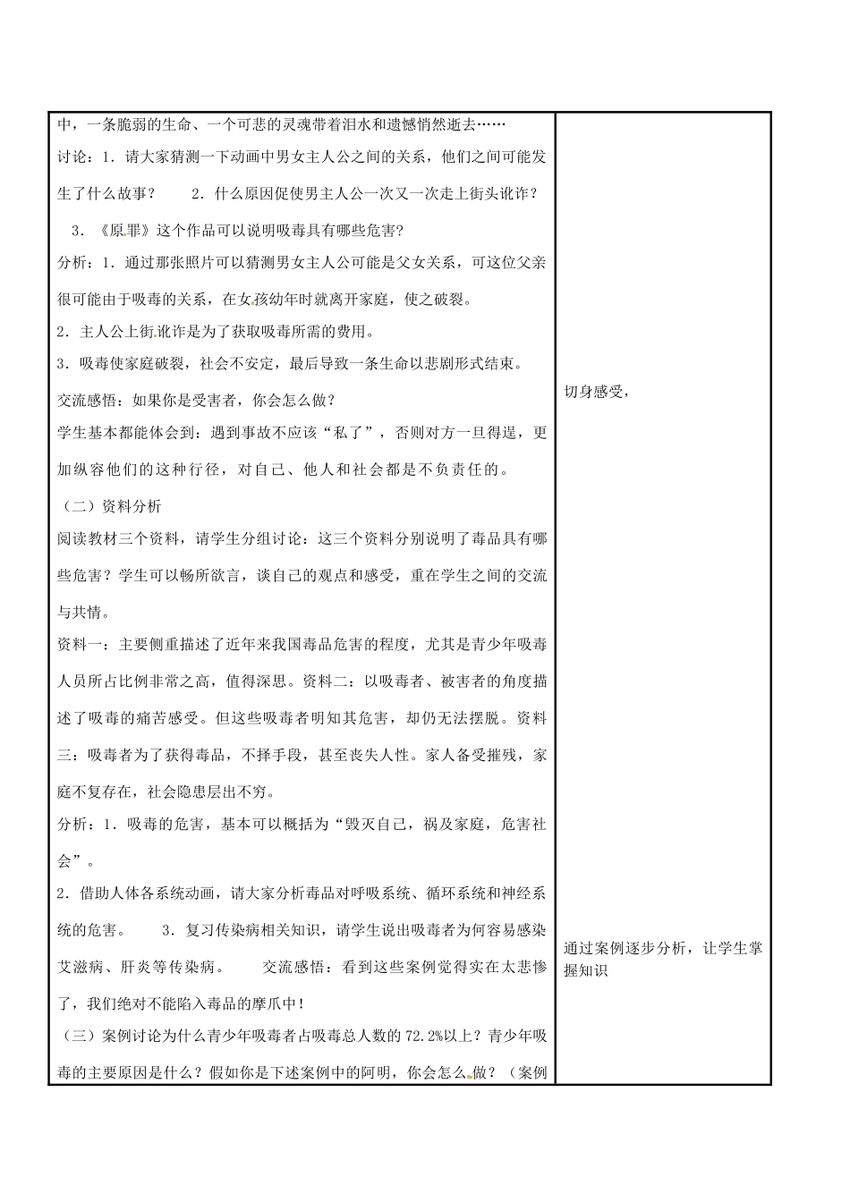 江苏省苏州市工业园区东沙湖学校八年级生物下册 第三节 远离烟酒拒绝毒品（第一课时）教案 苏科版_第2页
