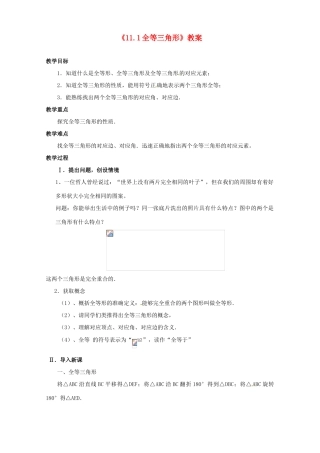 河南省濮阳市南乐县张果屯乡中学八年级数学上册《11.1全等三角形》教案 新人教版