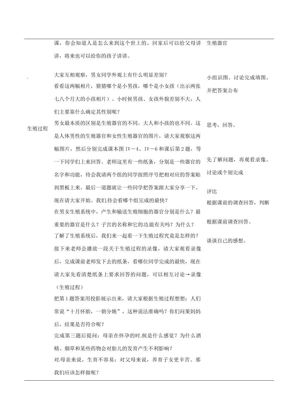 湖南省株洲县渌口镇中学七年级生物下册《1.2 人的生殖》教学设计 （新版）新人教版_第2页