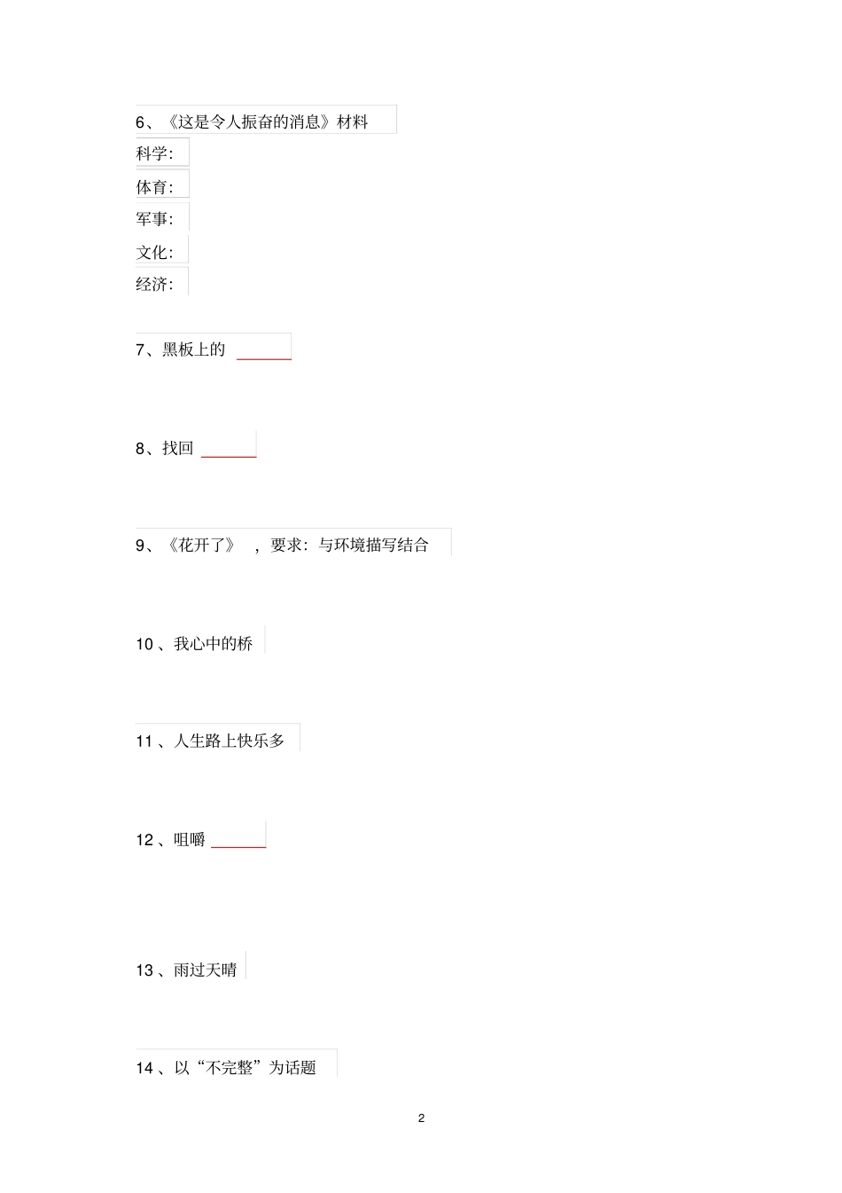 初中语文作文审题立意训练100例(学案)_第2页