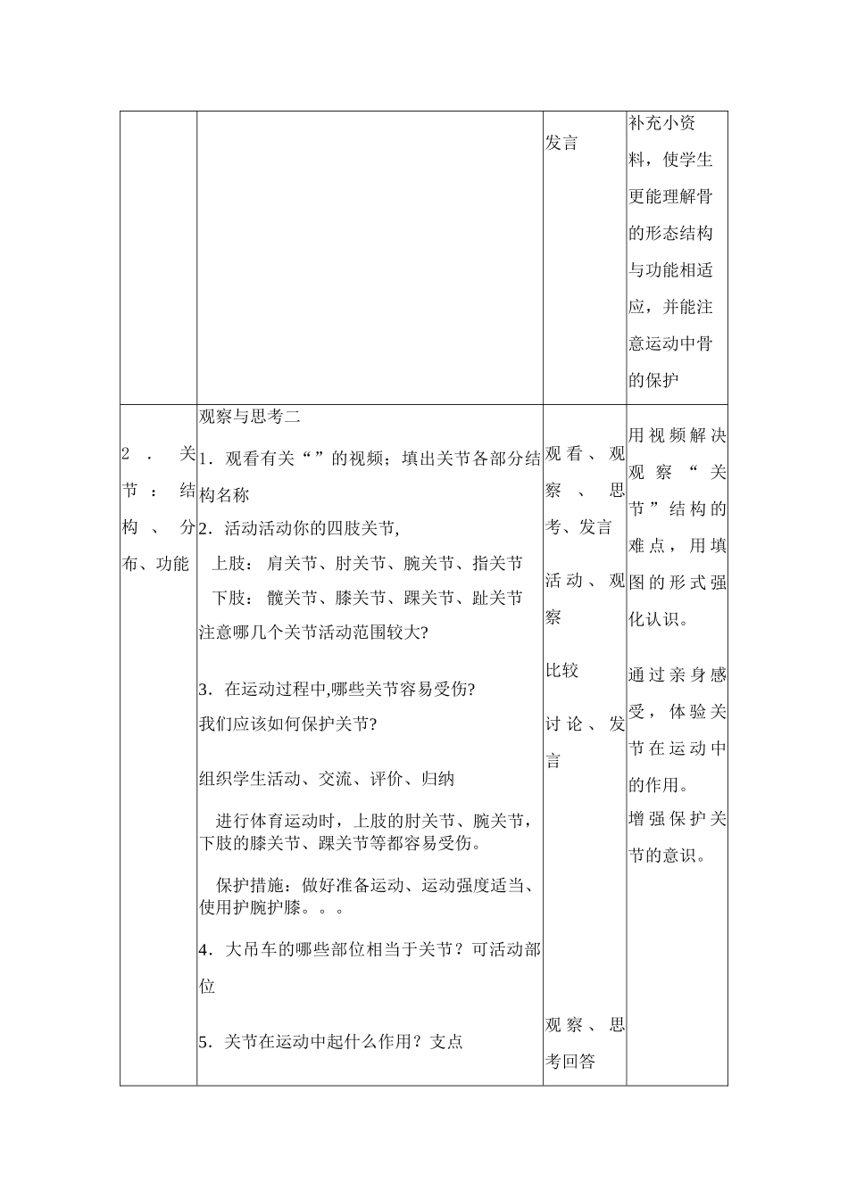八年级生物5.2.1　动物的运动　教案3人教版_第3页