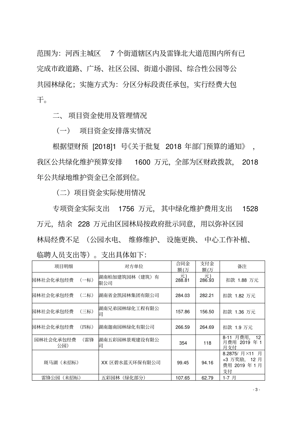 2018年公共绿地维护项目支出绩效自评报告【模板】_第3页