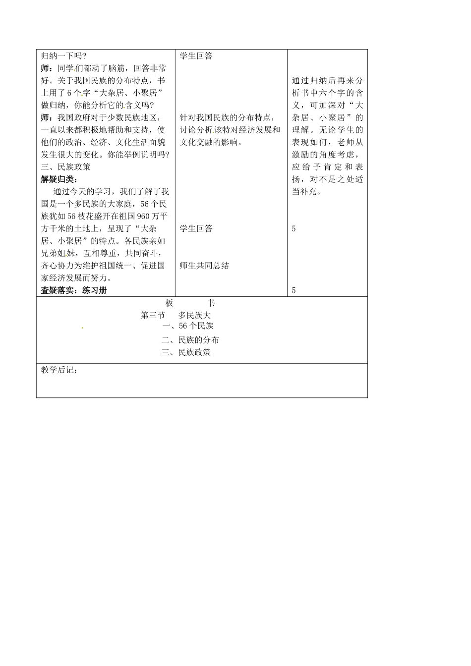 吉林省四平市第十七中学八年级地理上册 1.3 多民族的大家庭教案 新人教版_第3页