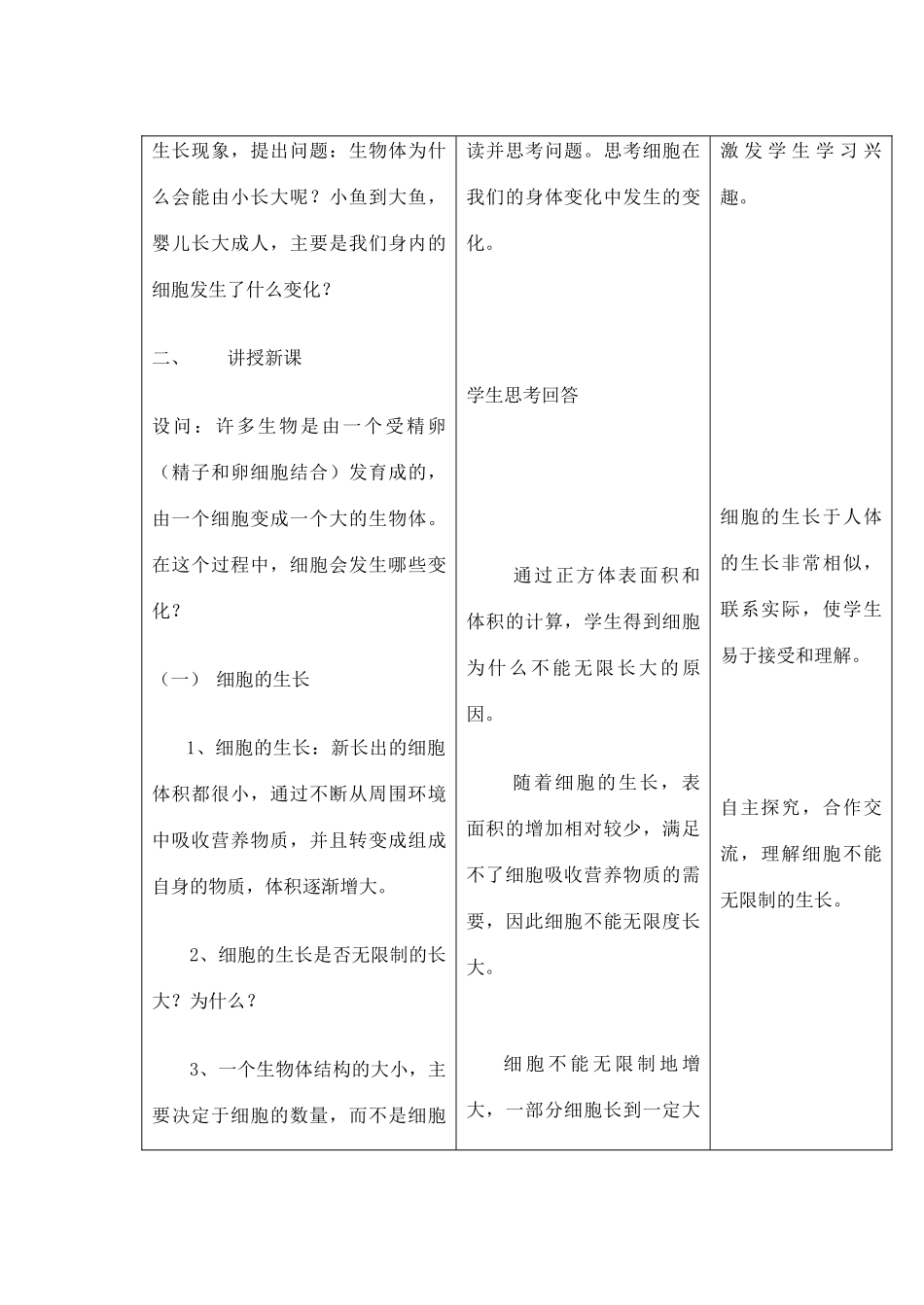 吉林省四平市第十七中学七年级生物上册 细胞通过分裂产生新细胞教案2 新人教版_第2页