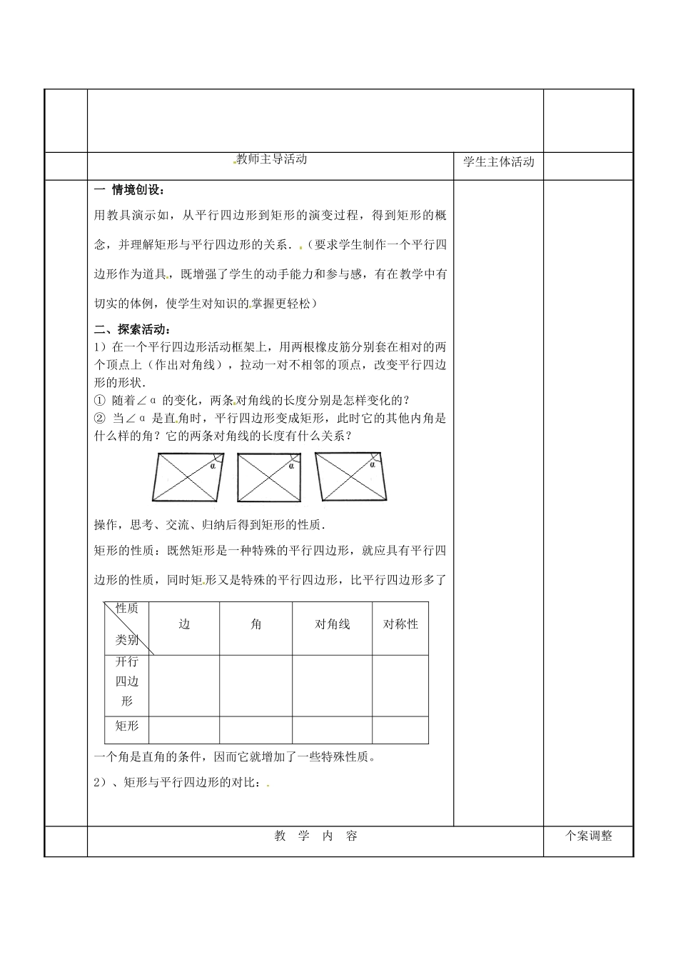 江苏省新沂市第二中学九年级数学上册 1.3 平行四边形、矩形、菱形、正方形的性质和判定教案（2） 苏科版_第2页