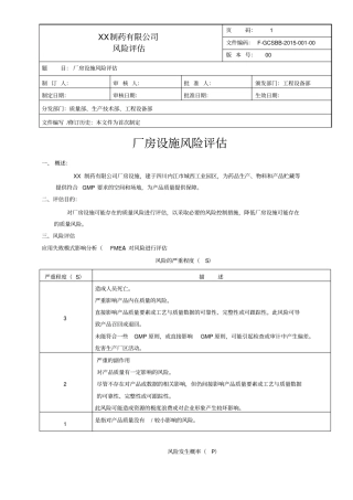 厂房设施风险评估