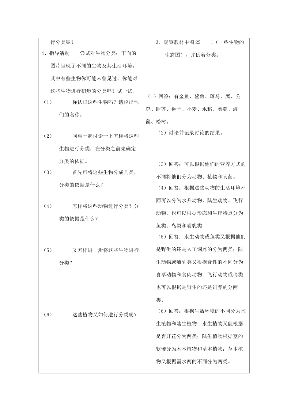 八年级生物下册《22.1 生物的分类》教案 （新版）北师大版_第3页