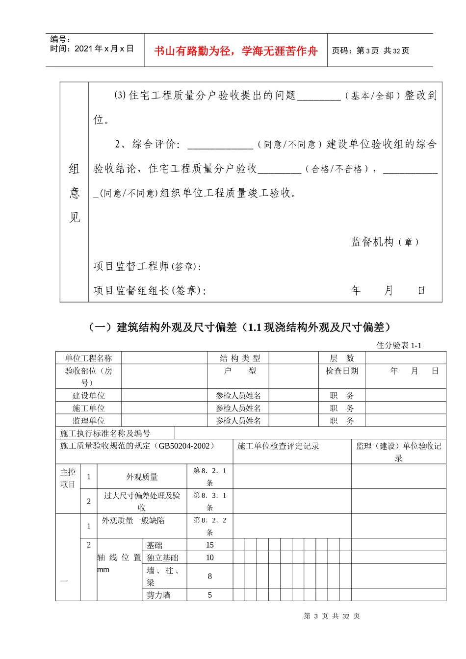 住宅工程质量分户验收意见_第3页