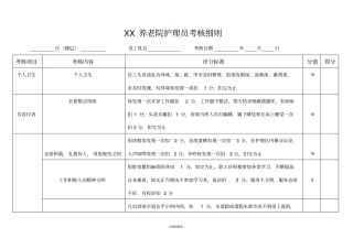 养老院护理员考核细则