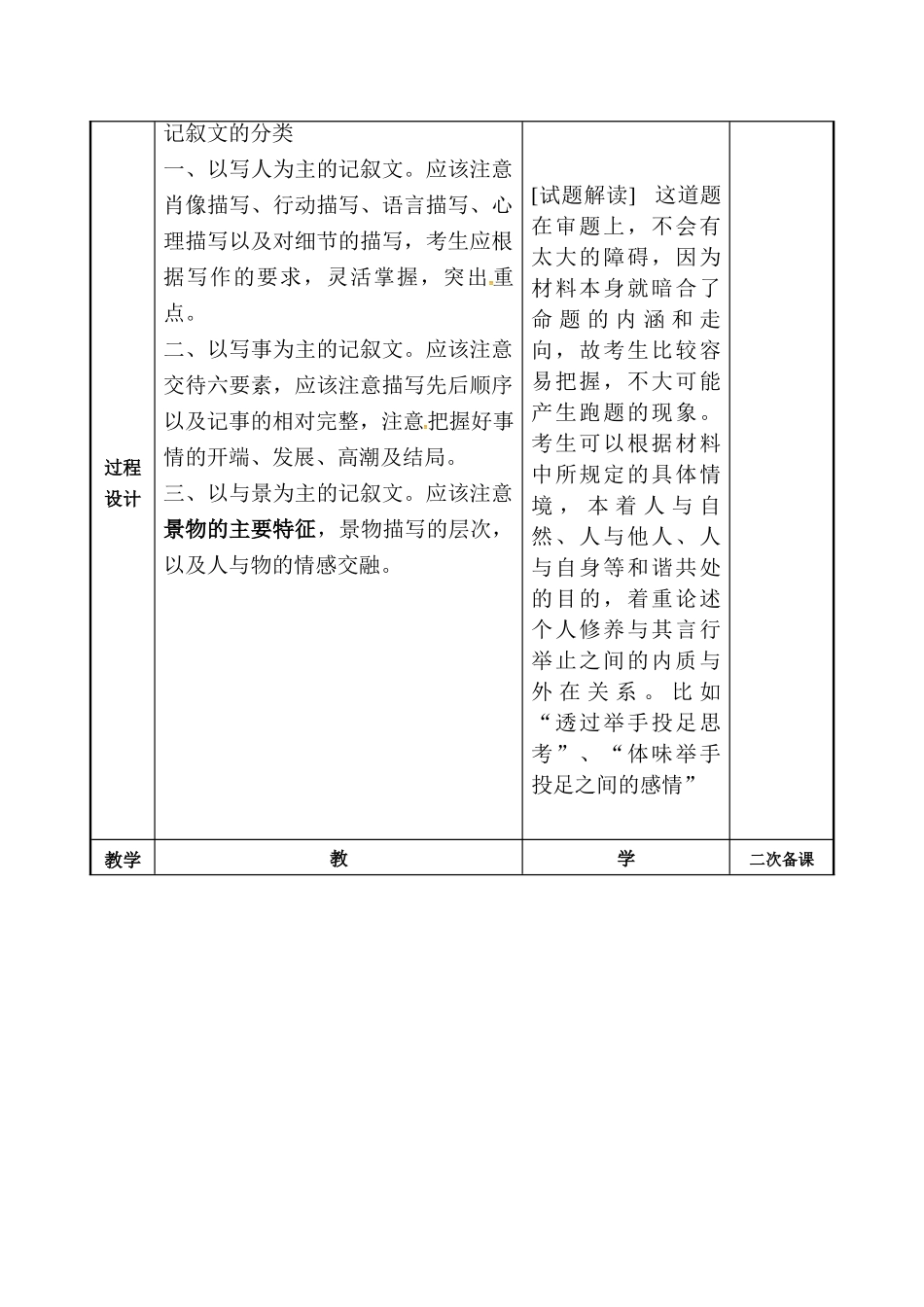高中记叙文写作复习(二）》教案-人教版高三全册语文教案_第2页