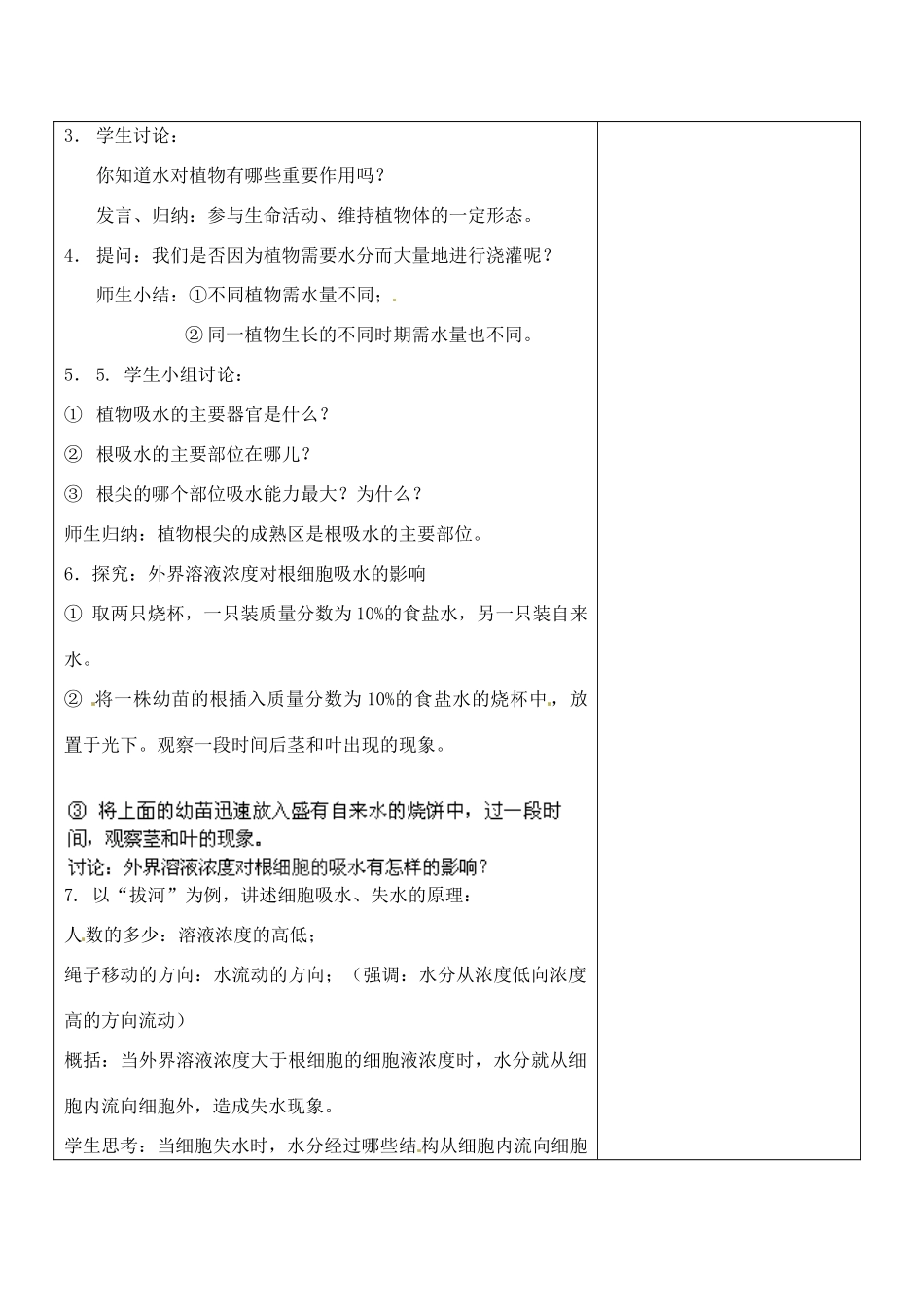 江苏省南京市上元中学七年级生物上册 5.3 植物生长需要水和无机盐教案 苏教版_第2页