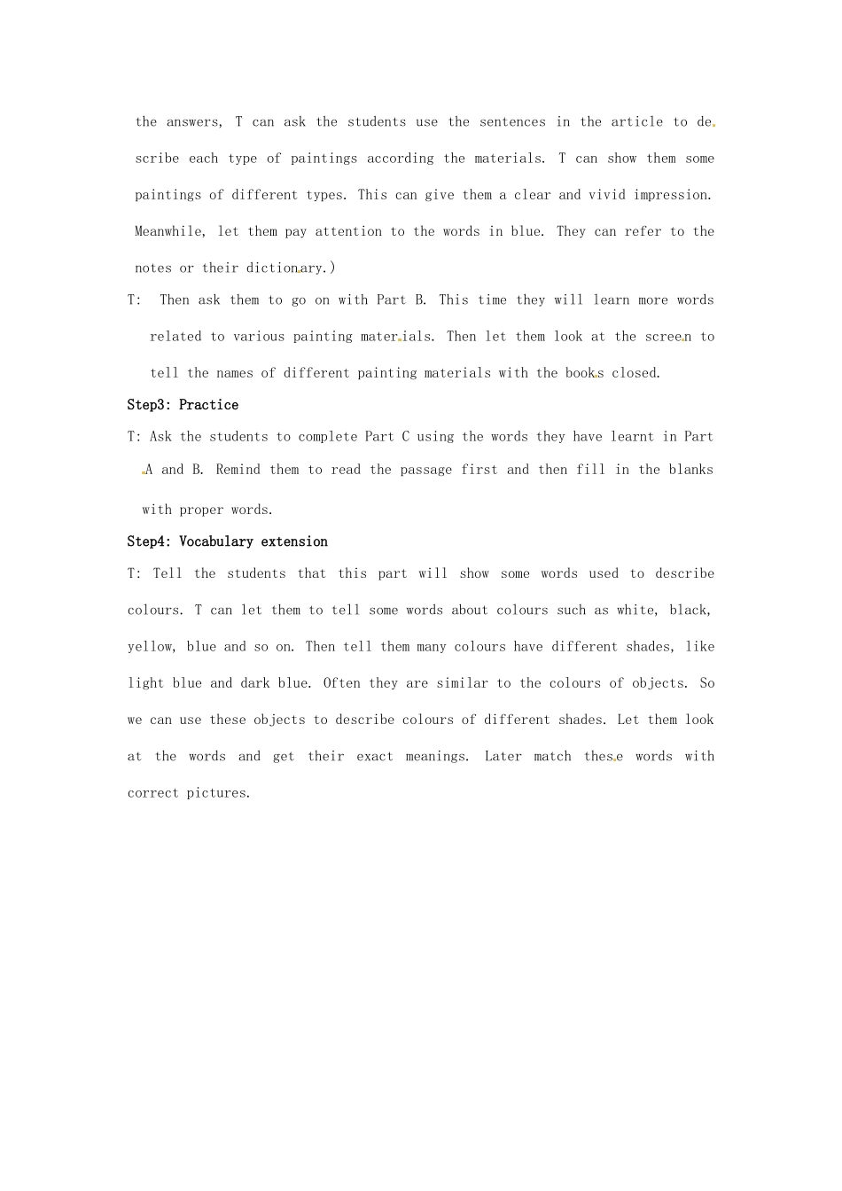 高中英语 Unit3 The word of colours and lights Word Power教案 牛津译林版选修8-牛津版高二选修8英语教案_第2页