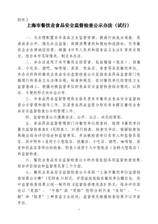 上海市餐饮业食品安全监督检查公示办法试行