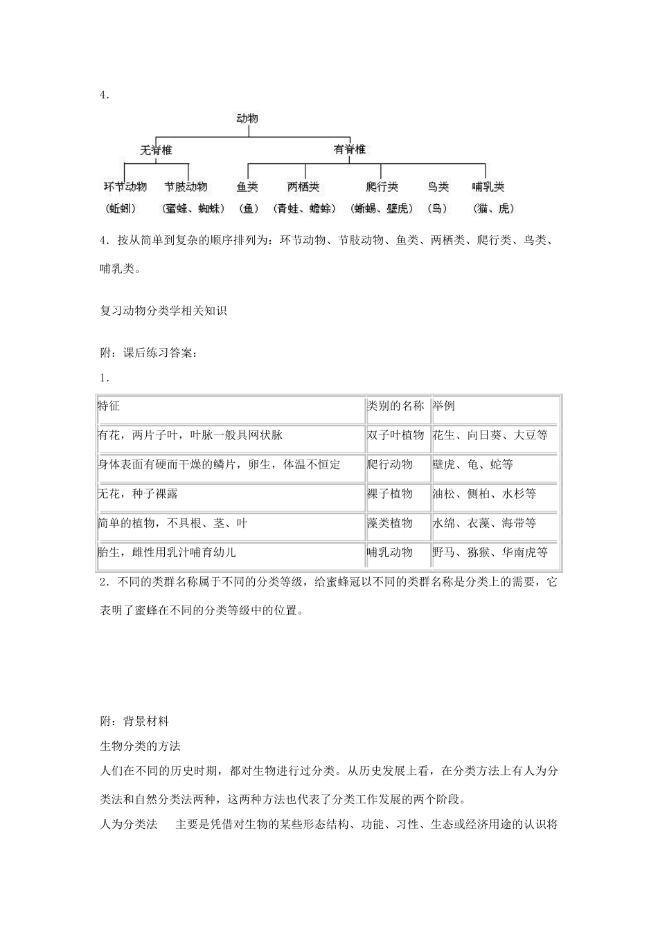 安徽省银塘中学八年级生物《尝试对生物进行分类》教案 人教新课标版_第3页