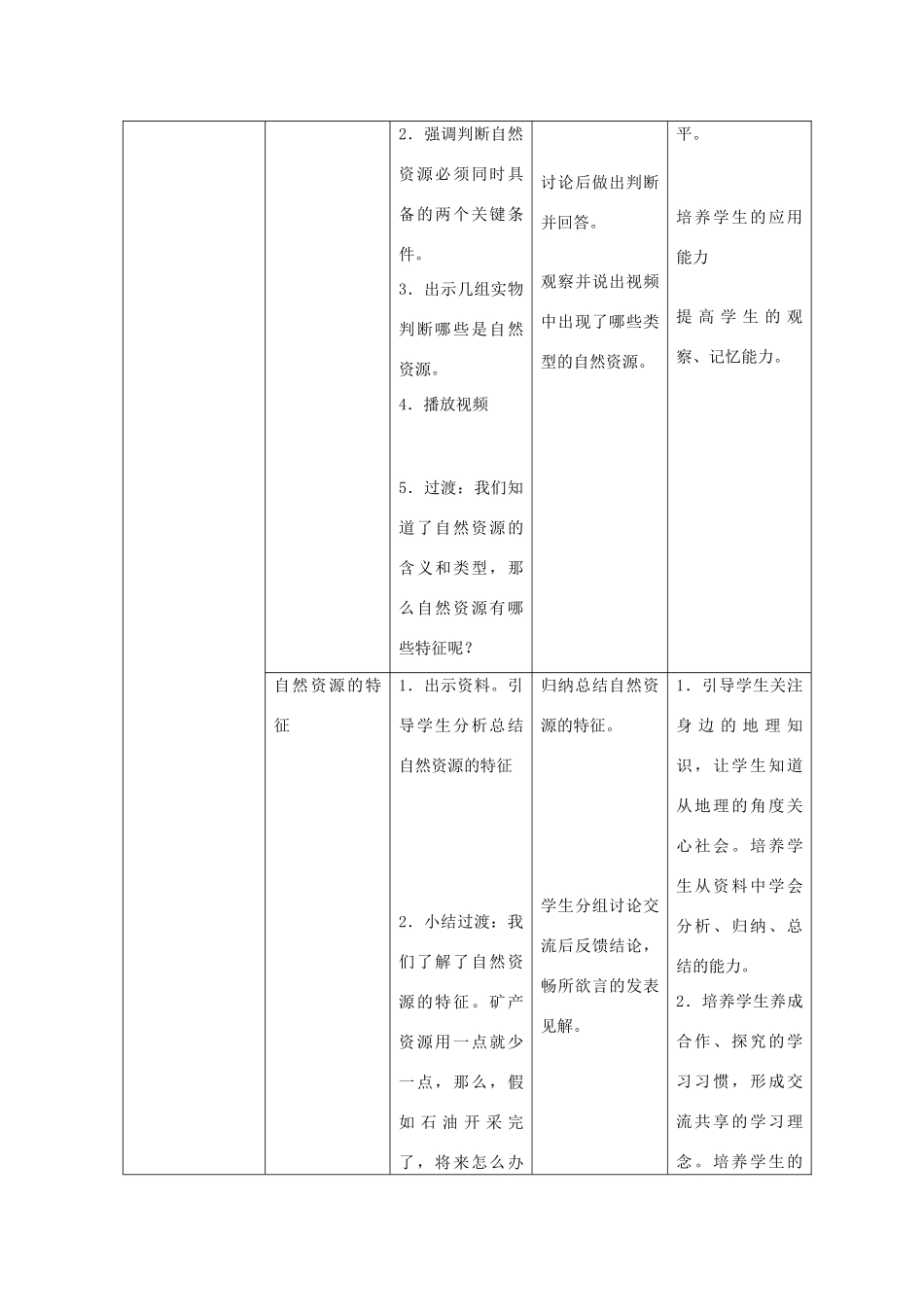 八年级地理上册 第三章第一节《自然资源概况》教案 湘教版_第2页