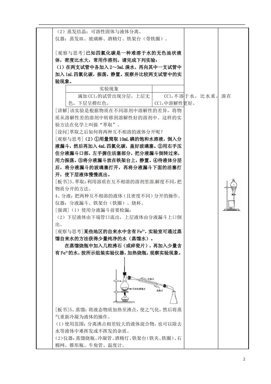 高中化学 专题1 化学家眼中的物质世界 第2单元 研究物质的实验方法-物质的分离和提纯教案 苏教版必修1-苏教版高一必修1化学教案_第2页