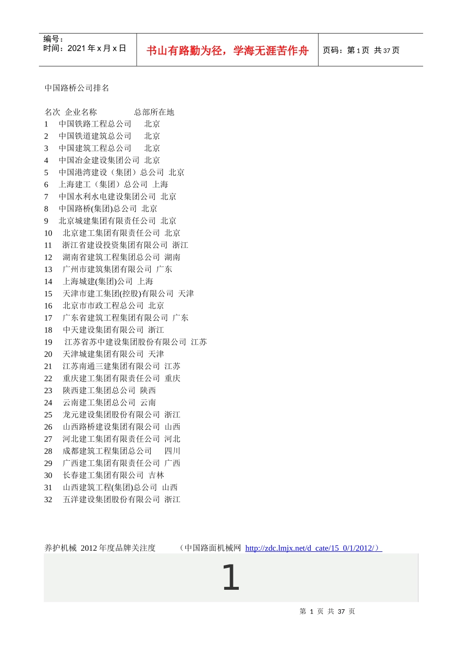 中国路桥公司及养护机械排名_第1页