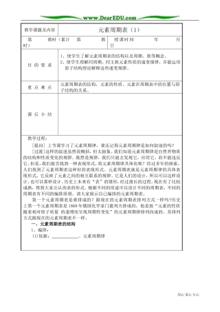 高中化学必修元素周期表(1)