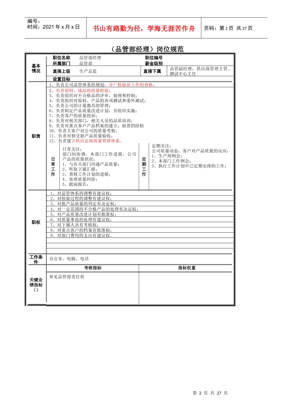 公司品管部岗位规范汇总_第2页