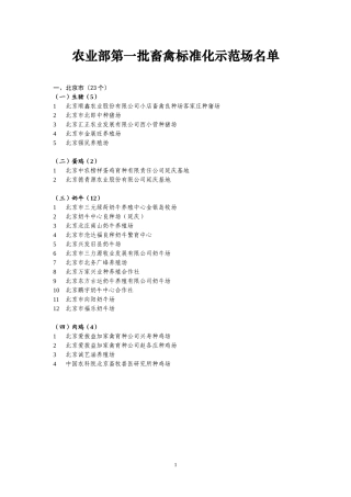 农业部第一批畜禽标准化示范场