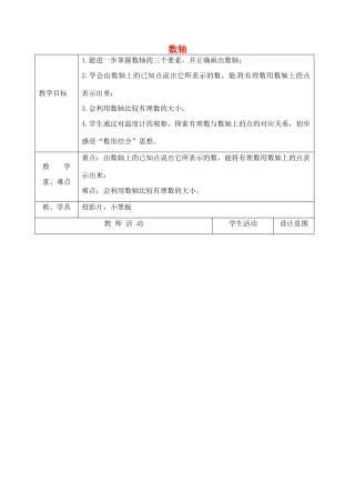 江苏省太仓市浮桥中学七年级数学上册 2.2 数轴教案 苏科版