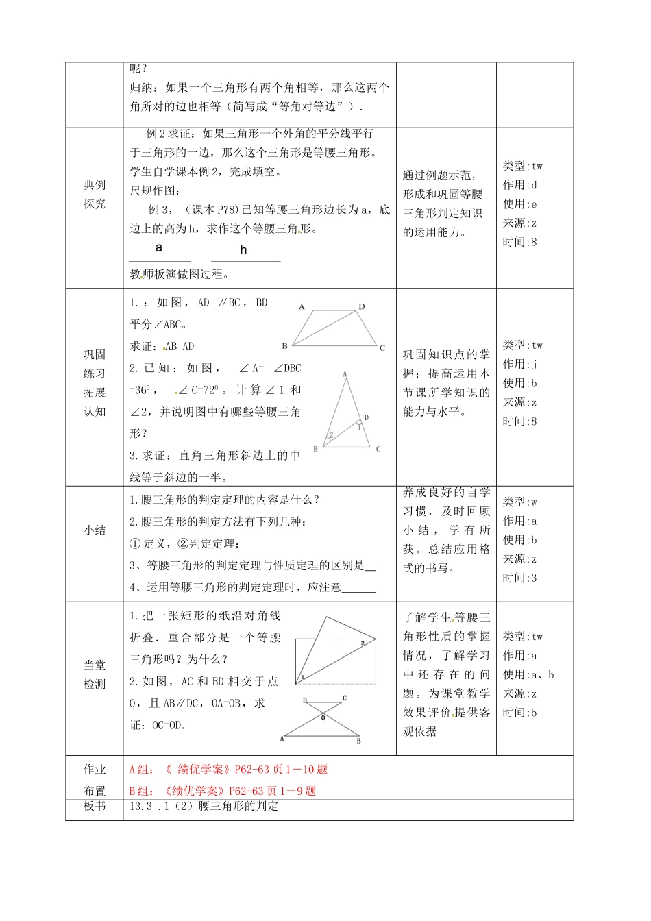 湖南省益阳市资阳区迎丰桥镇八年级数学上册 第13章 轴对称 13.3 等腰三角形 13.3.1 等腰三角形（第2课时）等腰三角形的判定教案 （新版）新人教版-（新版）新人教版初中八年级上册数学教案_第2页