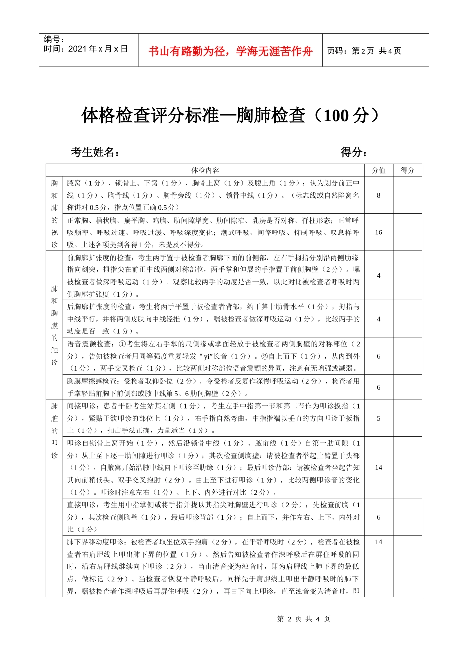 体格检查评分标准-台州市中心医院_第2页