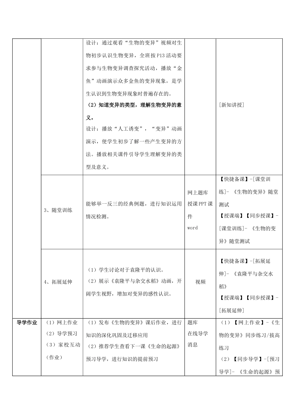 八年级生物下册 第7单元 生命的延续与进化 第21章 第2节《生物的变异》教学应用指导 （新版）苏科版-（新版）苏科版初中八年级下册生物教案_第2页