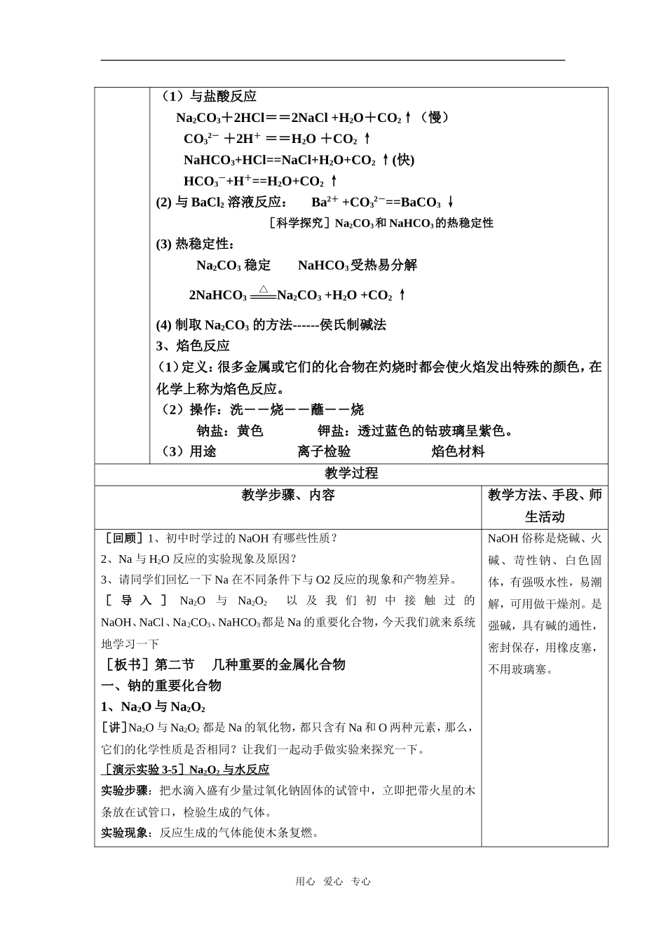 高中化学第三章 第二节 几种重要的金属化合物 教案人教版必修1_第2页