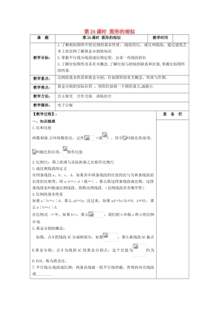 江苏省扬州市高邮市车逻镇中考数学一轮复习 第24课时 图形的相似教案-人教版初中九年级全册数学教案