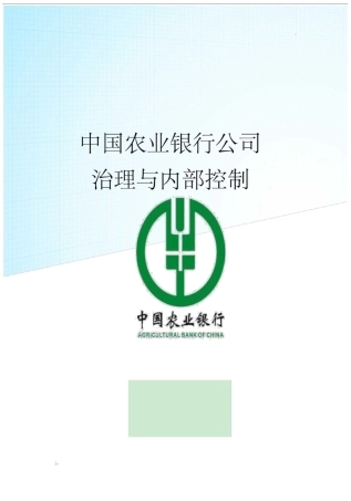 中国农业银行公司治理与内部控制