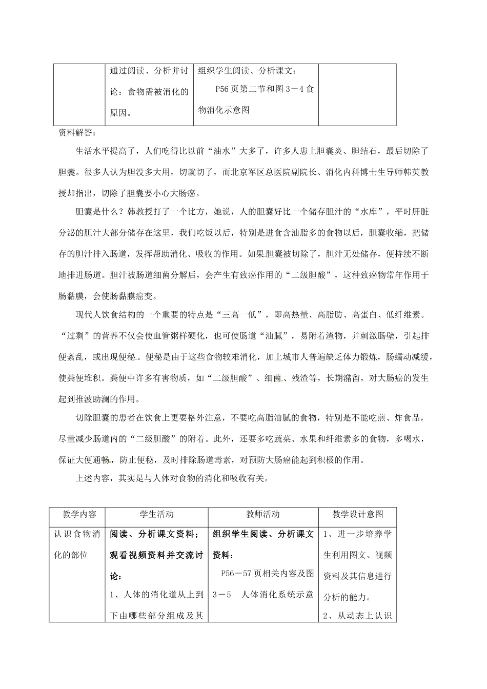 江苏省太仓市七年级生物上册 第五章 第四节 人体对食物的消化和吸收教案 （新版）苏科版-（新版）苏科版初中七年级上册生物教案_第2页