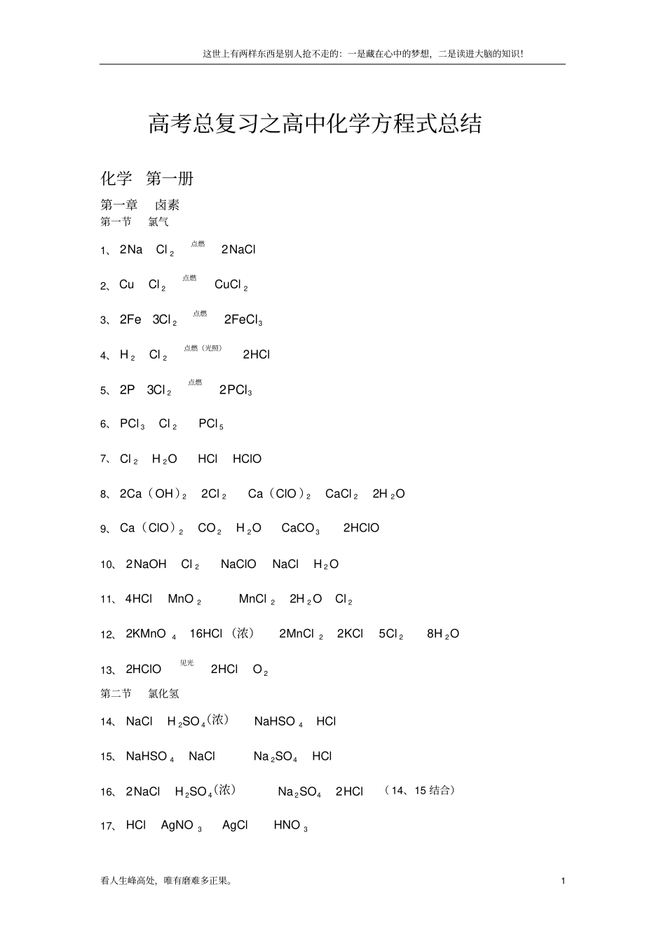 (新)高中化学方程式大全(绝对全)_第1页