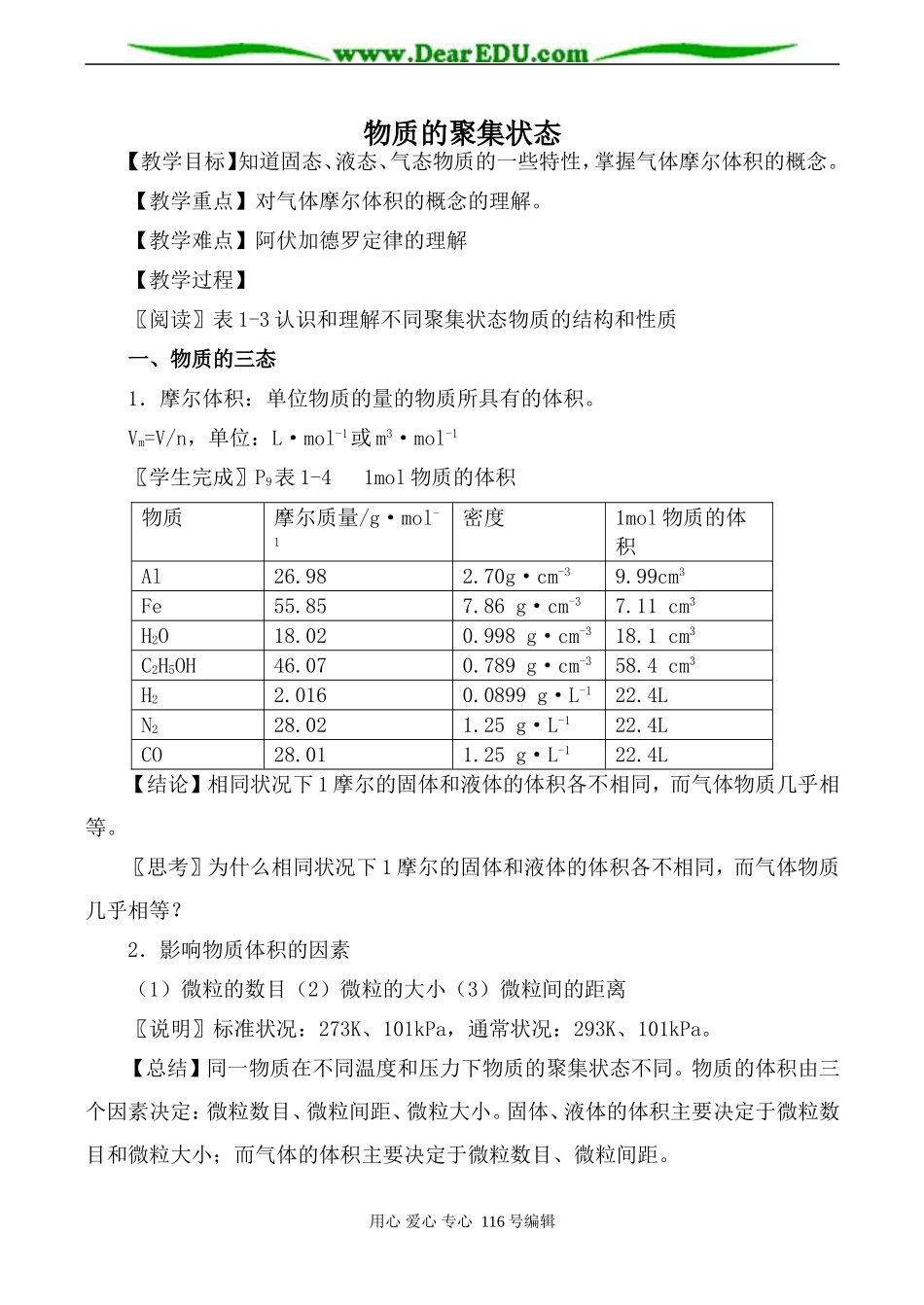 高中化学苏教版必修1 物质的聚集状态_第1页