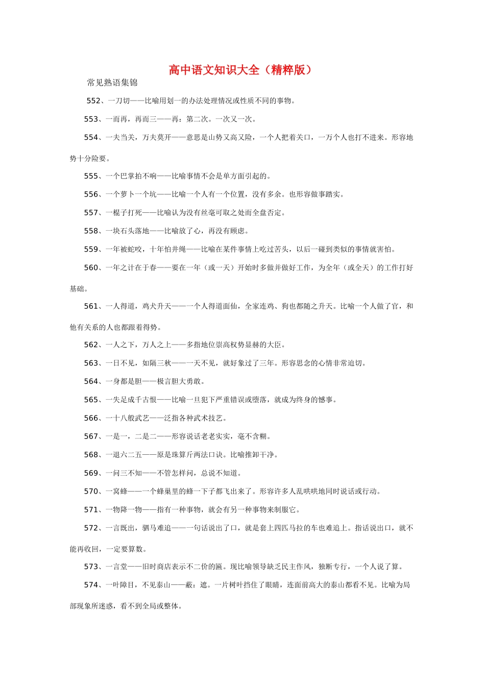 高中语文 知识大全 常见熟语集锦八_第1页